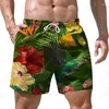 Shorts pour hommes été plante tropicale 3D imprimé style de vacances tendance de la mode décontracté