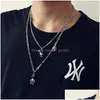 Collares colgantes 10 unids / lote Vintage Mtilayer Hiphop Acero inoxidable para hombres Mujeres Rock Rapero Charm Collar Colgantes Joyería D Dhgarden Dhk2V