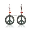 다수의 샹들리에 패션 보석 고대 청동 패턴 Circar Hollow Out Earring Retro Peace Sign 펜던트 귀걸이 드롭 배달 dhmfy