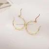 New Arrived Pure Bamboo Earring Beautiful Large Au750 Gold Hoop Earrings Women Fine Jewelry