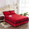 Bed Skirt 1 lace bedding2 pillowcases bedding Solid three piece lace bedding lace home products 230410