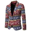 Herenkostuums Blazers Kerst Casual jasje met lange mouwen Fair Isle Klassiek Retro Jacquard Blazer met één knop Mode Masculino-kleding 231110