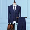 Men's Suits 2023 Tweed Men Plaid Terno Wedding Suit One Buttons Groom Tuxedos Wool Blazers Jacket Pants Vest 3 Pcs Set Waistcoat Trousers