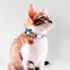 Collari per gatti Cane regolabile con fiore staccabile Simpatico cucciolo con motivi floreali Guinzaglio Collare unisex scozzese di piccole dimensioni