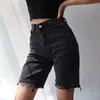 Shorts femininos Yedinas High Caist Hole Tassels Ultrathin Bike Denim Bermuda Shorts Verão Casual Casual Casual Shorts 230410