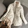 Femmes duvet automne hiver veste légère femmes col montant Plaid blanc canard manteau femme lumière Parkas vêtements d'extérieur élégants