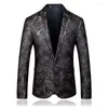 Costumes pour hommes Blazer intelligent gris décontracté impression 2023 grand créateur hommes costume veste scène Costumes pour chanteurs hommes 8811