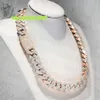 مثلج اثنين من لهجة VVS Moissanite Necklace Sterling Sier Rose Gold مطلية كبيرة 18 ملم كوبية سلسلة Moissanite