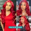 Burgundy HD Transparent Short Bob Human Hair Wigs Peruvian 99J Red Straight Synthetic Lace Front Wig For Women Pre Plucked