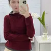 2023 autunno nuova edizione coreana pannello con cappuccio mezza cerniera pullover maglione a maniche lunghe top da donna 3368