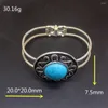 Bangle Hermosa smycken Special Natural Blue Turquoise Silver Color Fashion Ankomst Manschett för kvinnor 7 tum 20234600