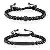 Charm Bracelets Cool Luxurious Zircon Flash Ball Bar Bend Macrame Bracelet Men Mens 2023 Fashion Two Sets Stack Adjustable Jewelry Gift