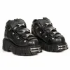 Stövlar varumärke punk stil kvinnor skor snörning häl höjd 6 cm plattform skor kvinna rock stövlar metall dekor kvinna sneakers 231109