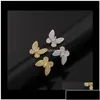 Бэнда кольца Fashion Classic 4/четыре листья Clover Open Butterfly S925 Sier 18K Gold с бриллиантами для женщин Валентинки M Drop Deli Dhtlk