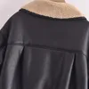 Kurtka skórzana damska płaszcz zimowy futra Jaqueta de couro feminina ciepła grube marne odzież moda chaqueta acolchada mujer
