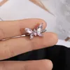 Klaster Pierścienie Crystal Butterfly for Girls Korean Y2K słodkie fajne romantyczne kobiety różowe otwarte palec pierścionka mody prezenty biżuterii