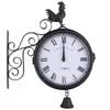 Wall Clocks Outdoor Wrought Iron Garden Clock Innovative Fashion Double Face Cockerel Bell Shape Hanging Watch