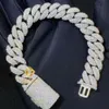 Necklaces 12mm Row 925 Solid Silver Iced Out Hip Hop Fire Jewelry Moissanite Best Quality Cuban Link Chain Bracelet