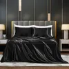 Bedding sets Luxury Duvet Cover Set Solid Color Artificial Silk Satin Sheet Including Flat Pillow Large Free Boat 230410