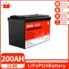 Brand New 12V 200Ah LiFePo4 Battery Pack Rechargeable Lithium Iron Phosphate Batteries Built-in BMS For Solar Boat Golf Cart