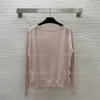 Women Knit Tops Jumper Wool Blended Fabric Knitted Long Sleeved T-shirt Fashion Printed Boat Neck Pullover Pink Top Designer Clothes Women Tops