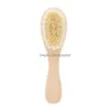 Brosse à cheveux pour bébé, peigne avec manche en bois, brosse à cheveux pour nourrissons, cuir chevelu en laine douce, livraison directe Dhfqj