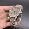 2023 Ny populära herrklockor Set Diamond Iced Wristwatch Handgjorda diamant inlagda rostfritt stål Automatiska klockor Arabisk siffra skala 43mm