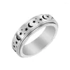 حلقات الكتلة bxzyrt الفولاذ المقاوم للصدأ تململ SPINNER MOON Star Fine Tuning Ring Boho Jewelry Gift Lucky Steam for Coative