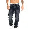 Herren Jeans Herren Sport Denim Jean Bodybuilding Tasche Lässige Vintage Lange Länge Hohe Taille Hosen Männliche Stretchhose Feste Kleidung