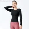 Desginer Aloo Yoga Top Stessi vestiti Manica lunga Autunno e primavera Sport Top Back Casu Allenamento all'aperto Indumento attillato Abbigliamento fitness per donna