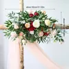 Dekorativa blommor Silk Artificial Flower Row Runner Decor Party Wedding Backdrop Arch Stand Road Rose Peony Hydrangea With Green Leaf