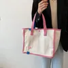 Bolsas noturnas de grande capacidade de tela macia bolsa de moda de moda contrastantes bolsa ecológica feminina bolsa de compras de mola de lazer 230410