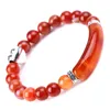 Charme pulseiras moda amor coração casal estiramento pulseira natural rosa cristal tigre olho vermelho ágata frisado pulseira homens mulheres presentes