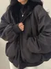 レディースジャケットダブルサイドジャケット女性特大のフード付きコート女性冬の温かい濃厚な女性ヴィンテージカシミアふっくらしたふわふわしたアウター231110