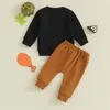 Kledingsets Toddler Baby Boy Thanksgiving Outfit Letter Letter Sweatshirt Solid kleur Elastische broek 2 stks Fall Deset set