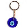 Storlek 3 cm Glass Blue Eye Keychains hänge Grekland Turkiet Devil's Eye Keychain smycken Tillbehör i bulk