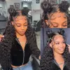 40 Inch Indian HD Deep Curly Lace Front Wig Human Hair Glueless Wave Frontal Wet and Wavy Synthetic for Black Women