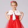 Jackor Solid Color Girls Cape Shawl 2023 Fall Winter Children Fashion päls sammet barn prinsessa aftonklänning tillbehör