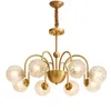 Pendant Lamps American Style Chandelier All Copper Crystal Glass Living Room Lighting Retro Simple Dining Bedroom Home