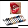 Tongue Rings 10Pcs/Set Colorf Stainless Steel Industrial Barbell Ring Nipple Bar Tragus Helix Ear Piercing Body Fashion Drop Deliver Dh7Rx