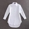 Damskie bluzki damskie biała koszula moda Springlapel Średnia długość Nieregularna BF Losu