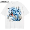 Men's TShirts Summer Fashion TShirt Men Hip Hop Streetwear Blue Dinosaur Printed T Shirt Harajuku Cotton Casual Tshirt Short Sleeve Tops Tees 230410