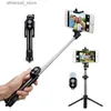 Selfie Monopods 3 w 1 Mini Wireless Bluetooth Selfie Selfie Stick na iPhone/Android Składane ręczne monopod migawka zdalne rozszerzenie selfie Q231110