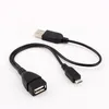 Freeshipping 10PCS/LOT Micro USB Host OTG Cable with USB power Male Female usb cable for tablet pc for Android Unversal Mreqe