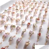 Solitaire Ring 100Pcs / Lot Colorf Zircon Rings Heartshaped Plum Personality Fashion Diamond Jewelry For Women Wholesale Drop Dhgarden Dhp0Z