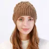 Kobiety zimowe dzianinowe czapki elastyczne wiatrowoodporne czapkę czapkę moda stała kolorowa ochrona ucha ciepłe vintage na zewnątrz czaszki czaszki