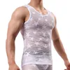 Débardeurs homme Chemise pour hommes débardeur vêtements de sport musculation maille voir à travers la chemise de Fitness respirant Ropa intérieur Singlet Erkek Giyim 230410