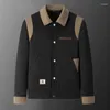 Vestes pour hommes hiver haute qualité contraste couleur veste manteau hommes vintage revers mince épaissi vêtements décontracté mode extérieur