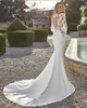 SoDigne Vintage Mermaid Wedding Dress African Long Sleeves V-neck Boho Bridal Gowns Long Tail Women Wedding Gown 2021