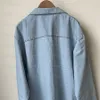 Moda damska koszulka z długim rękawem bluzki z klapami Vintage Street Blue Shirts